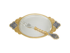 Серебряный декоративный набор для лимона с позолотой «Царский пир»